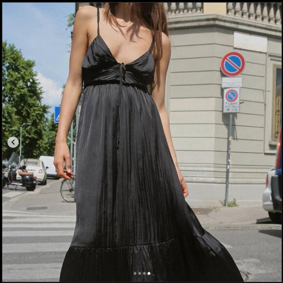 ZARA SATIN SLIP MAXI DRESS with Crisscross Straps Sizes S, L NEW WITH TAG! - Picture 2 of 8